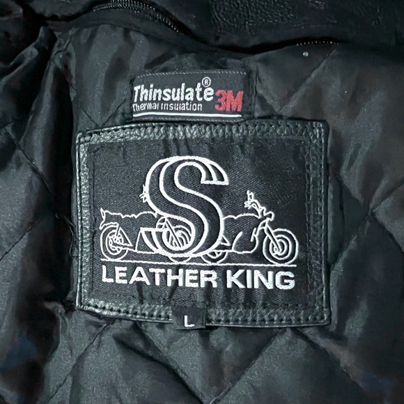 Vintage Black Leather Rose Motorcycle Jacket - Picture 6 of 7